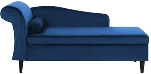 Beliani Szezlong welur ciemnoniebieski LUIRO - Szezlongi - miniaturka - grafika 2