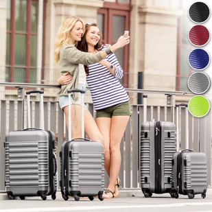 tectake Zestaw walizek ABS 4 częściowy - bordowy 402026 - Walizki - miniaturka - grafika 3