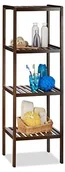 Akcesoria grzewcze - Relaxdays Regał łazienkowy bambus z  4 półki, wys. x szer. x gł.: 110 x 34,5 x 33 cm, wysoki regał stojący regał, drewno, ciemnobrązowy 10020915 - miniaturka - grafika 1