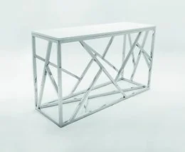 Konsola Bosco, srebrno-biała, 77x130x45 cm - Konsole i sekretarzyki - miniaturka - grafika 2