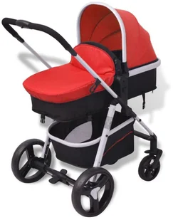 vidaXL Wózek wielofunkcyjny 3w1 aluminium czerwony i czarny - Wózki dziecięce - miniaturka - grafika 10