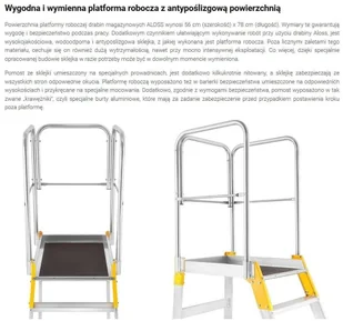 ALOSS 996 99674602 Drabina magazynowa mostek jednostronny wysokość robocza 3,08m) 74602-uniw - Drabiny - miniaturka - grafika 7