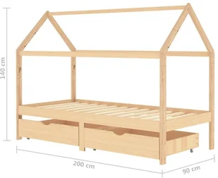 VidaXL Lumarko Łóżko dziecięce z szufladami, lite drewno sosnowe, 90x200 cm! 322138 VidaXL - Łóżka dla dzieci i młodzieży - miniaturka - grafika 7