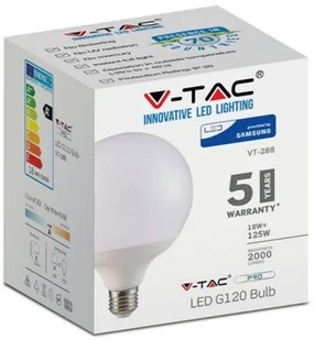 V-TAC Żarówka LED SAMSUNG CHIP 18W E27 GLOBE G120 VT-288 6400K 2000lm - Żarówki LED - miniaturka - grafika 2
