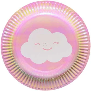Amscan Talerzyki urodzinowe opalizujące Chmurka 18 cm 8 szt 9904300 - Naczynia i sztućce jednorazowe - miniaturka - grafika 2