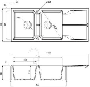 Deante ZQN2213 grafitowy - Zlewozmywaki - miniaturka - grafika 4