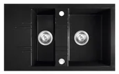Zlewozmywaki - Ferro MEZZO II zlewozmywak granitowy1,5-kom.48/79 grafit DRGM3/48/79BA DRGM3/48/79BA - miniaturka - grafika 1