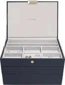 Pudełka i szkatułki - Stackers Szkatułka na biżuterię Stackers potrójna classic granatowa 75997 - miniaturka - grafika 1