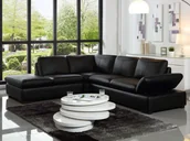 Narożniki - Vente-Unique Sofa narożna ze skóry ONYX II - Czarny - Narożnik lewostronny - miniaturka - grafika 1