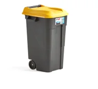 Kosze na śmieci - AJ Produkty Kosz do segregacji LEWIS z pokrywą, 120L, żółty - miniaturka - grafika 1