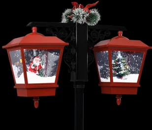 vidaXL Świąteczna latarnia z Mikołajem, czarno-czerwona, 81x40x188 cm - Pozostałe akcesoria świąteczne - miniaturka - grafika 4