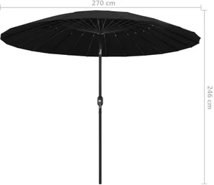 vidaXL Parasol ogrodowy na słupku aluminiowym, 270 cm, czarny vidaXL - Parasole ogrodowe - miniaturka - grafika 7
