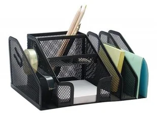 Q-CONNECT Przybornik na biurko, Office Set, metalowy, 2 komory, czarny KF16573 - Przyborniki na biurko - miniaturka - grafika 4