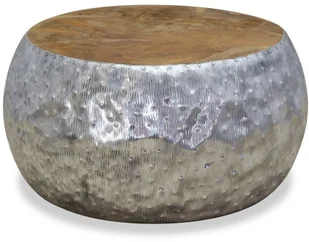 vidaXL Stolik kawowy, aluminium, drewno tekowe, 60 x 30 cm - Ławy i stoliki kawowe - miniaturka - grafika 4