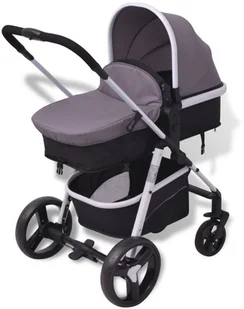 vidaXL Wózek wielofunkcyjny 3w1 aluminium szary i czarny - Wózki dziecięce - miniaturka - grafika 9