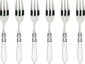 Widelce - Bugatti alc1 m n4217 Aladdin  6-częściowy zestaw sztućców widelczyki do ciasta, stal nierdzewna/tworzywo sztuczne (ABS), biały, 21 x 18 x 3 cm ALC1M-N4217 - miniaturka - grafika 1