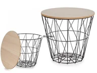 Ławy i stoliki kawowe - MAŁY METALOWY CZARNY KOSZ STOLIK Z BLATEM - miniaturka - grafika 1