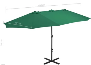 vidaXL Parasol ogrodowy na słupku aluminiowym, 460 x 270 cm, zielony vidaXL - Parasole ogrodowe - miniaturka - grafika 9