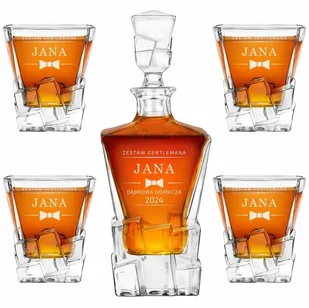 Murrano Karafka Ice Blink i 4 szklanki z grawerem dla konesera whisky KARIB_4xSZIB-036 - Karafki - miniaturka - grafika 22