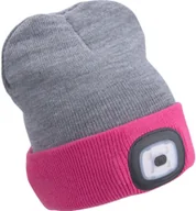 Latarki - EXTOL EXTOL LIGHT czapka z latarką czołową 45lm,ładowalna,USB,jasnoszary/różowy,dwustronna 43197 - miniaturka - grafika 1