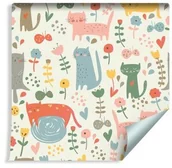 Tapety - Muralo Tapeta Dla Dzieci Kolorowe Kotki i Roślinki 295717223 - miniaturka - grafika 1