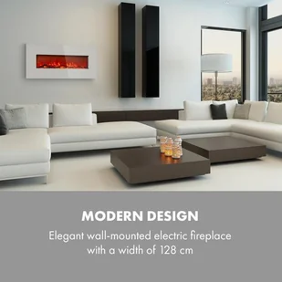 Klarstein Lausanne Long, 128 cm, 1600 W, biały FP16-Lausanne-White - Kominki elektryczne - miniaturka - grafika 2