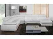 Narożniki - Vente-Unique Duża sofa 7-osobowa ze skóry ELEVANTO - Biały - Narożnik prawostronny - miniaturka - grafika 1