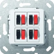 Wyłączniki światła i elektryczne - Gira 569403 gniazdo głośnikowe z 4 wtykami, białe 569403 - miniaturka - grafika 1