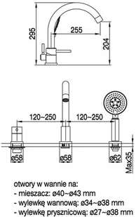 Blue Water DEN-BWW.080 kolor ZŁOTY BW-5901730616026 - Baterie wannowe i prysznicowe - miniaturka - grafika 3