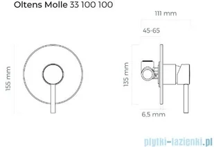 Oltens Molle prysznicowa podtynkowa czarny mat 33100300 - Baterie wannowe i prysznicowe - miniaturka - grafika 2