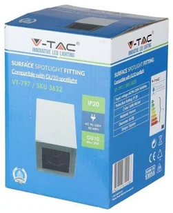 v-tac Oprawa V-TAC Aluminiowa GU10 Kostka Kwadrat Natynkowa Satyna+Czarny 142x100x100 VT-797 - Oprawy, klosze i abażury - miniaturka - grafika 2