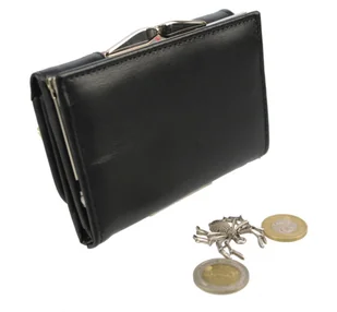 PolskaGalanteria.pl Portfel Damski Skórzany PolskaGalanteria Z Wstawką 12 cm Klamra Skóra Naturalna Czarny z Wstawką WZÓR III KP D1208-WST - Portfele - miniaturka - grafika 3