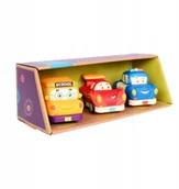 Samochody i pojazdy dla dzieci - B.Toys zestaw 3 Autek z napędem miękkie mini-autka - miniaturka - grafika 1