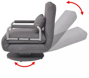 vidaXL Obrotowy fotel rozkładany, ciemnoszary, 60 x 75 80 cm - Fotele - miniaturka - grafika 6