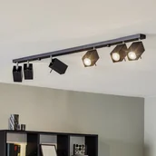 Lampy sufitowe - Euluna Spot sufitowy Square, czarny 6-punktowy liniowy - miniaturka - grafika 1