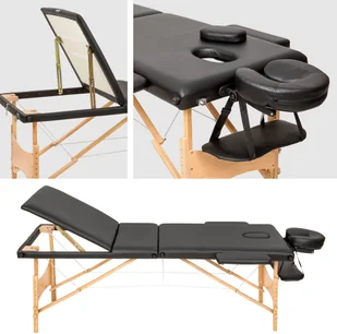 tectake 3-strefowy stół do masażu Daniel z tapicerką i drewnianą ramą - czarny 401466 - Stoły i łóżka do masażu - miniaturka - grafika 4