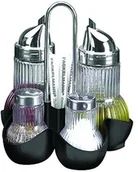 Pojemniki na przyprawy - Fackelmann 46970 octowy i oelausgiesser, solniczka i pieprzniczka, pojemnik na wykałaczki, szkło, srebrny, 55 x 55 x 25 cm, 5 jednostek 46970 - miniaturka - grafika 1