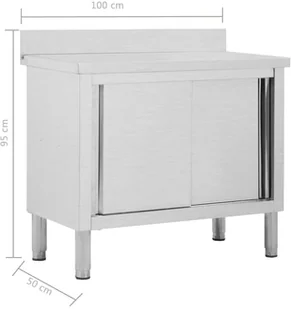 VidaXL Stół roboczy, przesuwne drzwi, 100x50x95 cm, stal nierdzewna 51050 VidaXL - Stoły gastronomiczne - miniaturka - grafika 8