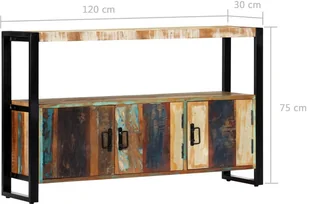 vidaXL vidaXL Szafka, 120x30x75 cm, lite drewno z odzysku - Szafki do salonu - miniaturka - grafika 7