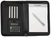 Teczki i skoroszyty - Alassio 30144 - teczka konferencyjna CORNIGLIA w formacie DIN A5, teczka biznesowa z imitacji skóry, teczka na dokumenty w kolorze czarnym, teczka ok. 24 x 18 x 3,5 cm, z kalkulatorem 30144 - miniaturka - grafika 1