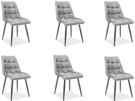 Krzesła - Signal Zestaw 6 krzeseł CHIC VELVET szare aksamitne CHICVCSZ14xx - miniaturka - grafika 1