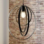 Lampy sufitowe - Euluna Lampa wisząca Ringo, 1-punktowa, czarna - miniaturka - grafika 1