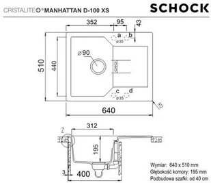 Schock Manhattan D-100XS Asphalt - Zlewozmywaki - miniaturka - grafika 3