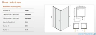 Sanplast Free Line II KNDJ2/FREEII-90 kabina kwadratowa 90x90x200 cm przejrzysta 600-261-0610-42-401 - Kabiny prysznicowe - miniaturka - grafika 2