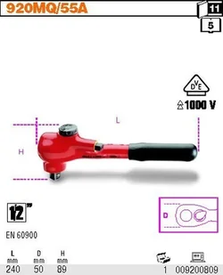 Beta POKRĘTŁO Z MECH.ZAPADKOW.,W IZOLACJI 100 920MQ/55A - Narzędzia warsztatowe - miniaturka - grafika 2