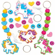 Breloczki dla dzieci - Baker Ross Baker Ross AX668 zestaw breloczków do kluczy z jednorożcem - opakowanie 4 szt, torba wiszący kreatywne zajęcia dla dzieci sztuka i rzemiosło lub projekty tworzenia kluczy AX668 - miniaturka - grafika 1