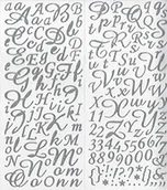 Dekoracja stołu - Artémio alfabet, samoprzylepne naklejki na brokat srebrny 177 artémio podwójne brzegowych litery 11004049 - miniaturka - grafika 1