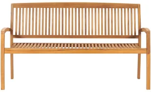VidaXL Sztaplowana ławka ogrodowa z poduszką, 159 cm, drewno tekowe 3063331 VidaXL - Ławki ogrodowe - miniaturka - grafika 7