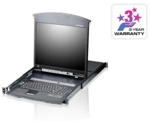 Aten Konsola KVM KL1508AM-AXA-AG 8-portowa Kat 5 Dual Rail 17" LCD z portem Daisy-Chain KL1508AM-AXA-AG - Adaptery i przejściówki - miniaturka - grafika 2