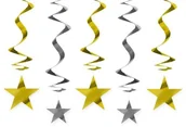 Sylwester - Party Deco Świderki złote i srebrne gwiazdki - 60 cm - 5 szt SWID25 - miniaturka - grafika 1